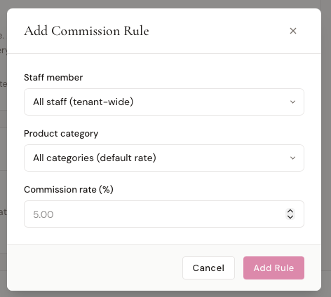 Adding a commission rule