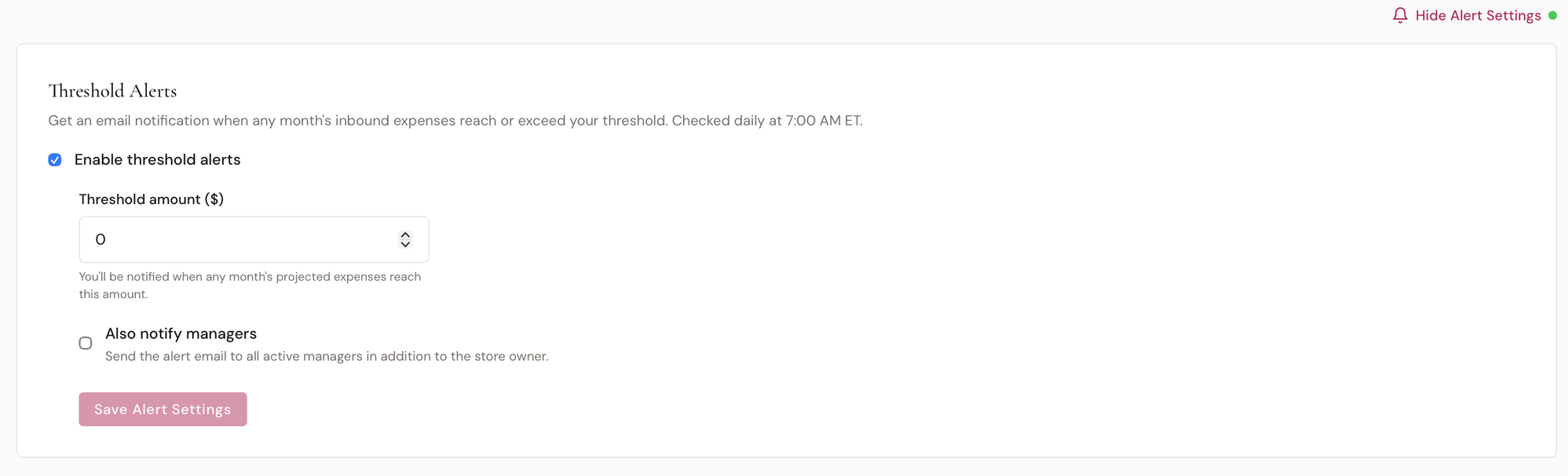 Threshold Alerts