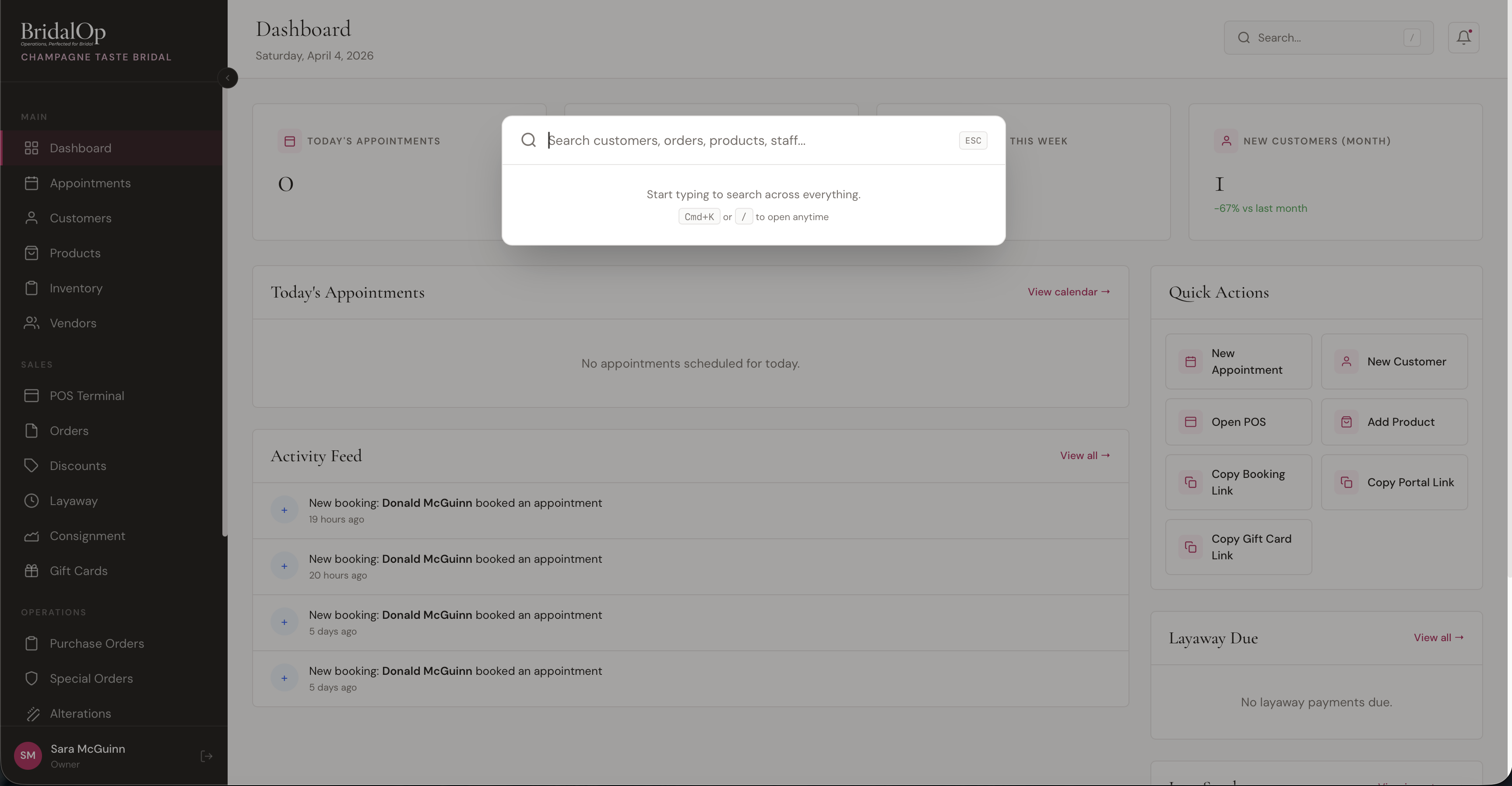 Search palette open