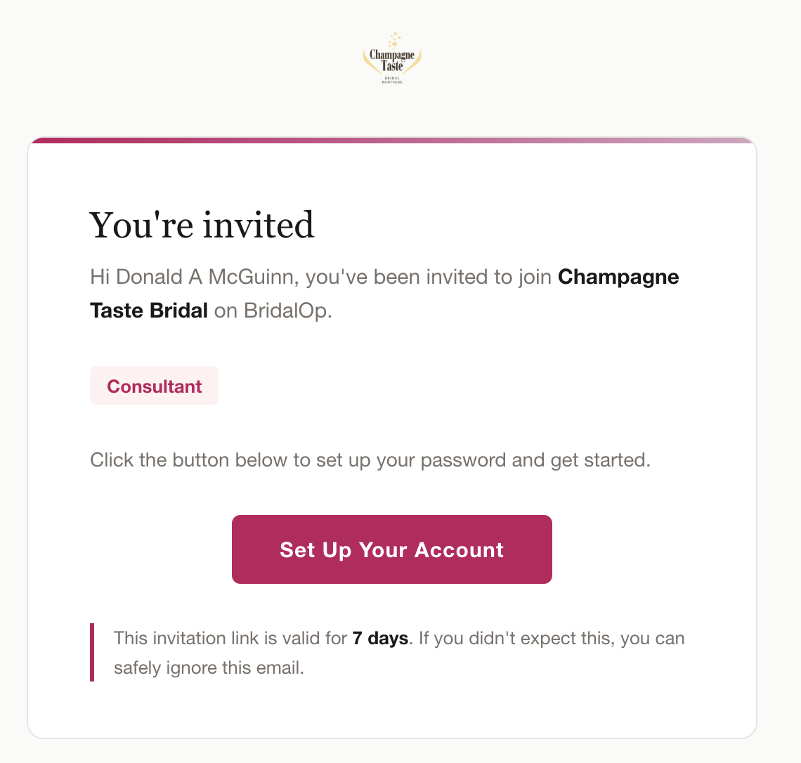 Invitation email