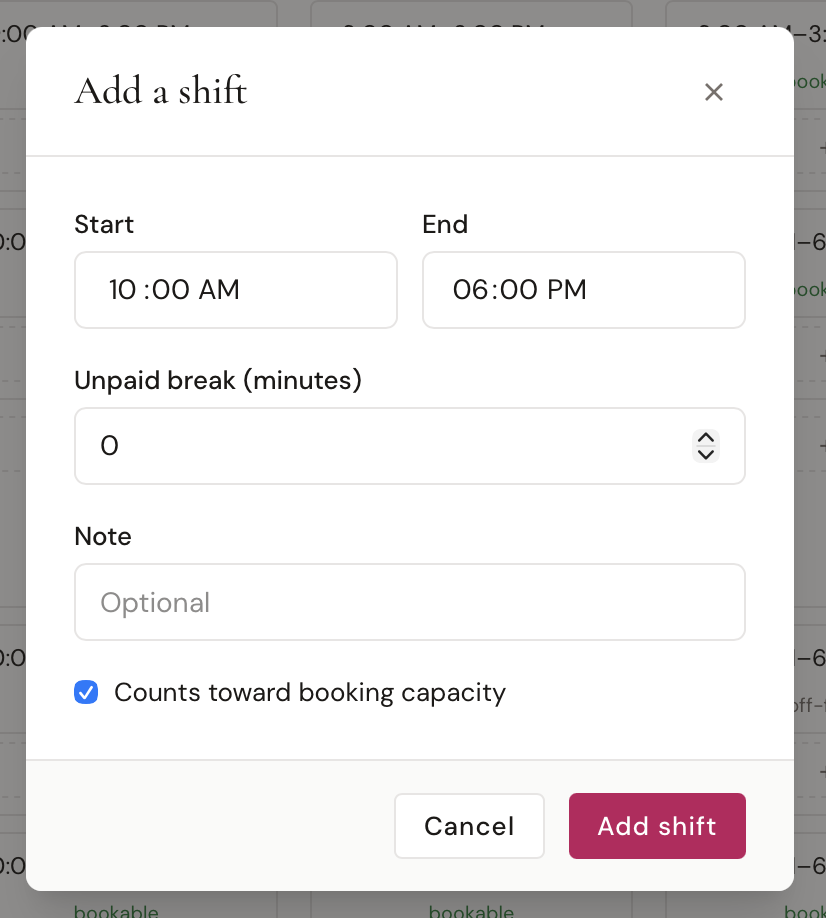 Adding a shift