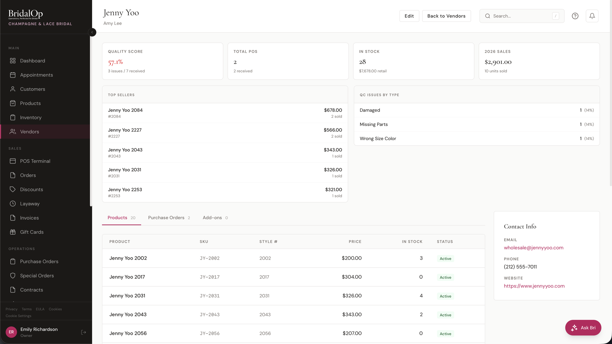 Standard vendor profile