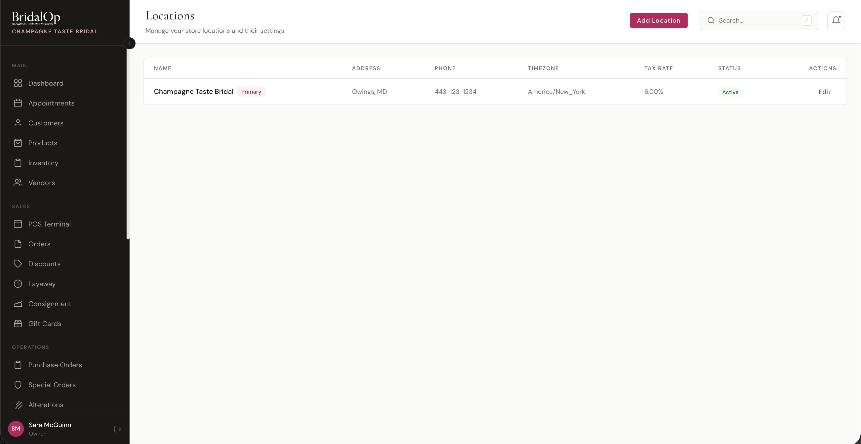 Locations page